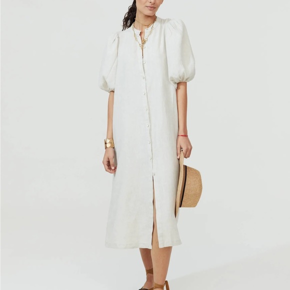 Lanhtropy Bubble Linen Midi Dress in Natural Size S - Picture 14 of 14